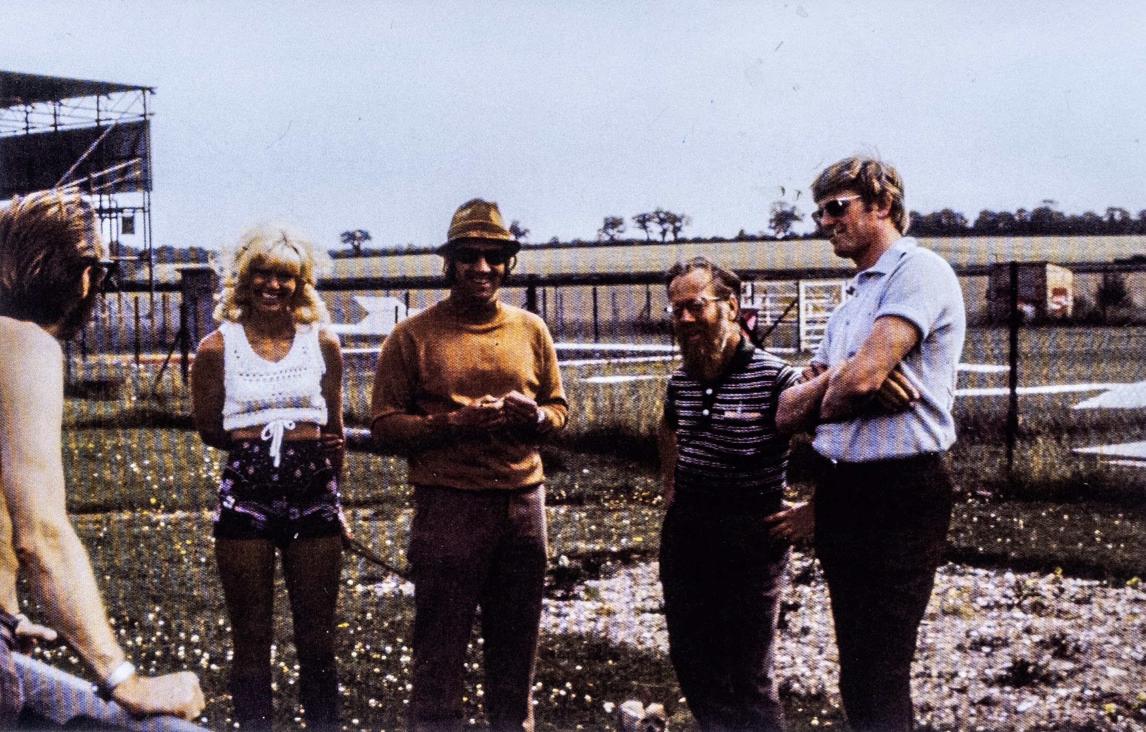 Terry Drury and friends at a racing meeting where the Supervan was exhibited in the 1970s